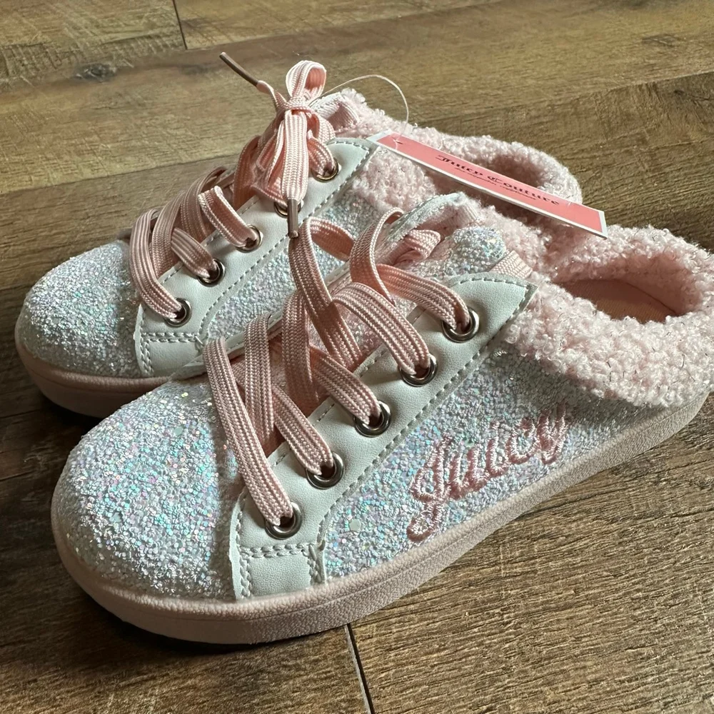 Girls Juicy Couture Slippers 13 (Little Girl) White Pink Glitter